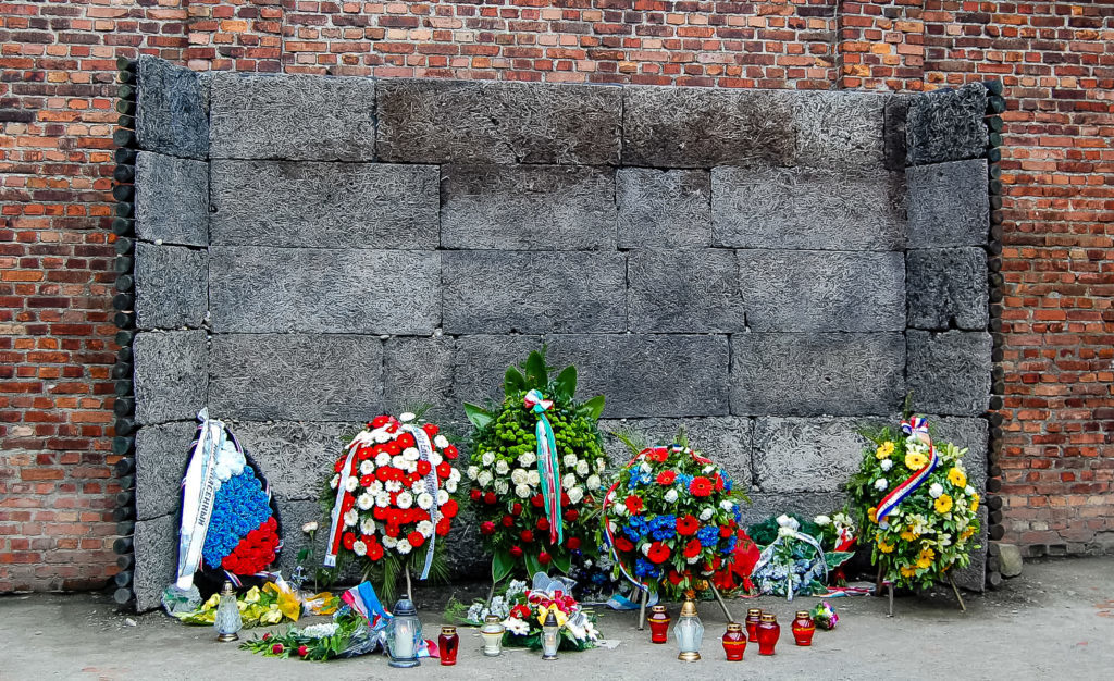 A closer photo. Death Wall, Auschwitz