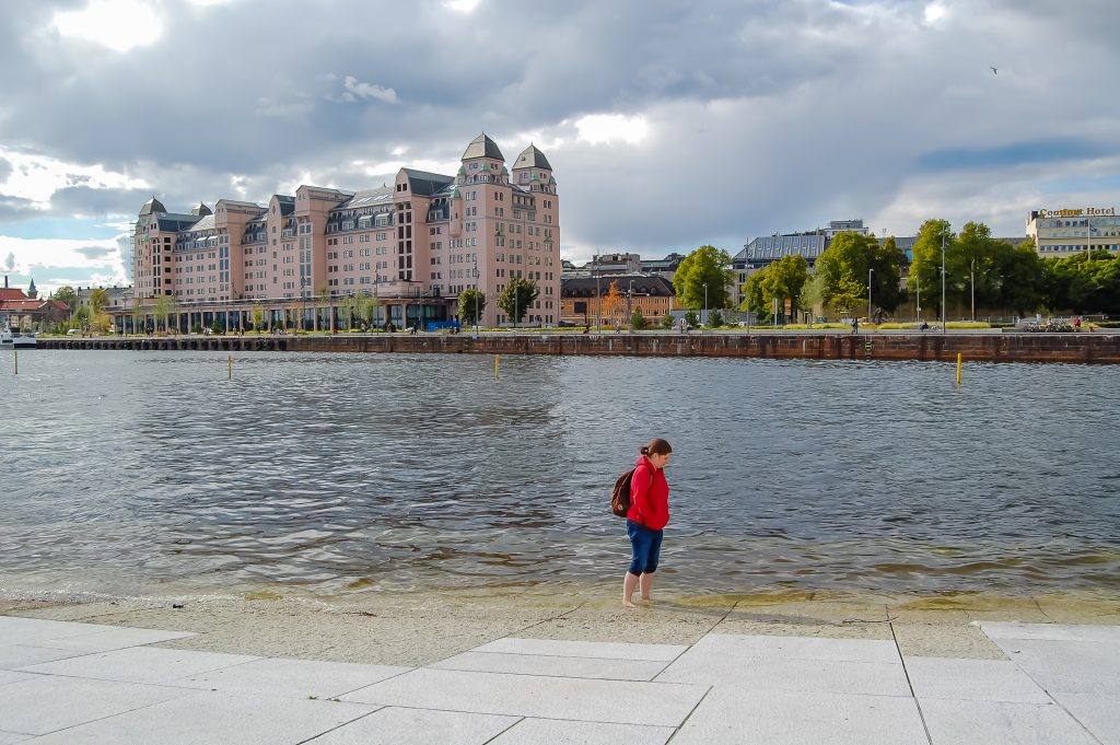 Me having a paddle in Oslo harbour.