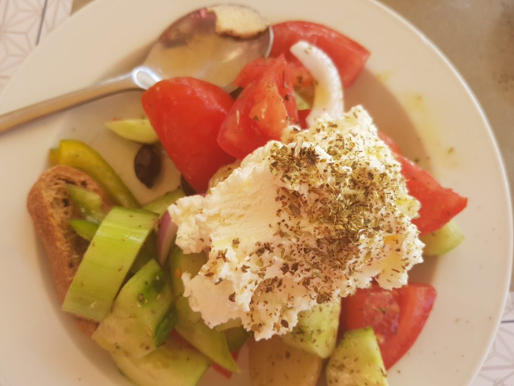 Salad and soft cheese